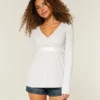 Easy Long-Sleeve Wrap-Front Babydoll Top