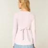 Easy Long-Sleeve Wrap-Front Babydoll Top