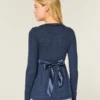 Easy Long-Sleeve Wrap-Front Babydoll Top