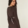 Easy Long-Sleeve Wrap-Front Babydoll Top
