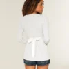 Easy Long-Sleeve Wrap-Front Babydoll Top