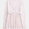 Easy Long-Sleeve Wrap-Front Babydoll Top