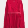 Easy Long-Sleeve Wrap-Front Babydoll Top