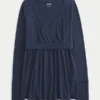 Easy Long-Sleeve Wrap-Front Babydoll Top