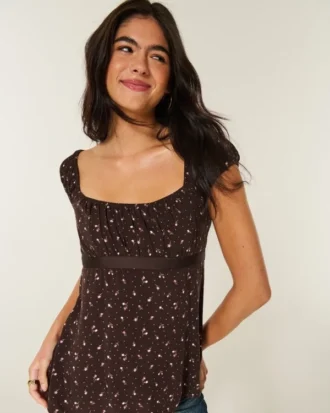 Easy Satin Tie Babydoll Top