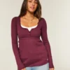 Easy Tie-Back Henley Babydoll Top