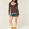 Easy Tie-Back Henley Babydoll Top