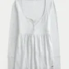 Easy Tie-Back Henley Babydoll Top