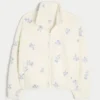 Embroidered Sherpa Fleece Jacket