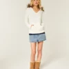 Faux Fur Trim Hooded Cable-Knit Sweater Faux Fur Trim Hooded Cable-Knit Sweater