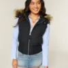 Faux Fur Trim Hooded Y2K Vest