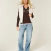 Faux Fur Trim Hooded Y2K Vest