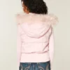 Faux Fur Trim Hooded Y2K Vest