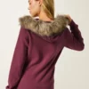 Faux Fur Trim Logo Graphic Zip-Up Hoodie