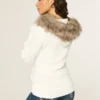 Faux Fur Trim Logo Graphic Zip-Up Hoodie