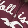 Faux Fur Trim Logo Graphic Zip-Up Hoodie