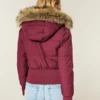 Faux Fur Trim Puffer Bomber Jacket