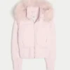 Faux Fur Trim Puffer Bomber Jacket