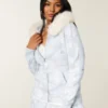 Faux Fur Trim Zip-Up Camo Hoodie