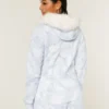 Faux Fur Trim Zip-Up Camo Hoodie