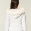 Faux Fur Trim Zip-Up Hoodie
