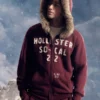Faux Fur Trim Zip-Up Logo Graphic Hoodie Faux Fur Trim Zip-Up Logo Graphic Hoodie