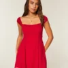 Flocked Chiffon Mini Dress