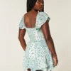 Flutter Sleeve Pinch Bust Mini Skort Dress