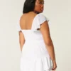 Flutter Sleeve Pinch Bust Mini Skort Dress
