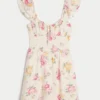 Flutter Sleeve V-Waist Mini Dress