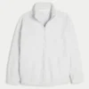 Gilly Hicks Bow Embroidery Sherpa Quarter-Zip Sweatshirt
