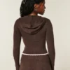 Gilly Hicks Scalloped Hem Zip-Up Hoodie Sweater