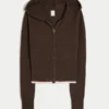 Gilly Hicks Scalloped Hem Zip-Up Hoodie Sweater