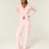 Gilly Hicks Sweater-Knit Foldover Straight Pants