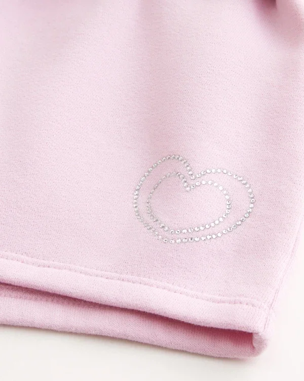 Heart Graphic Fleece Mini Shorts Heart Graphic Fleece Mini Shorts