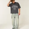 Heavyweight Baggy Crop Detroit Graphic Football T-Shirt