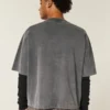 Heavyweight Baggy Crop Varsity Graphic Football Tee
