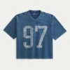 Heavyweight Baggy Crop Varsity Graphic Football Tee