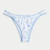 High-Leg Embroidered Stitch Strappy Cheekiest Bikini Bottom