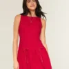 High-Neck Drop Waist Skort Dress