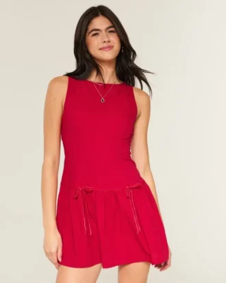 High-Neck Drop Waist Skort Dress
