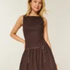 High-Neck Drop Waist Skort Dress