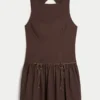 High-Neck Drop Waist Skort Dress