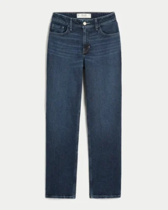 High-Rise Dark Wash Straight Jeans