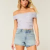 High-Rise Distressed Light Wash A-Line Denim Shorts High-Rise Distressed Light Wash A-Line Denim Shorts