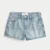 High-Rise Distressed Light Wash A-Line Denim Shorts High-Rise Distressed Light Wash A-Line Denim Shorts
