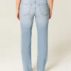 High-Rise Distressed Light Wash Straight Jeans
