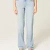 High-Rise Light Wash Straight Jeans