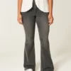 High-Rise Washed Black Embroidered Flare Jeans High-Rise Washed Black Embroidered Flare Jeans