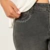 High-Rise Washed Black Embroidered Flare Jeans High-Rise Washed Black Embroidered Flare Jeans